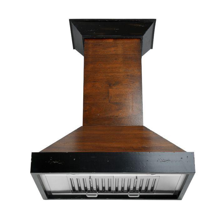 ZLINE 30 Inch Wooden Wall Mount Range Hood Antigua Walnut Finish Designer Series KBAR-30
