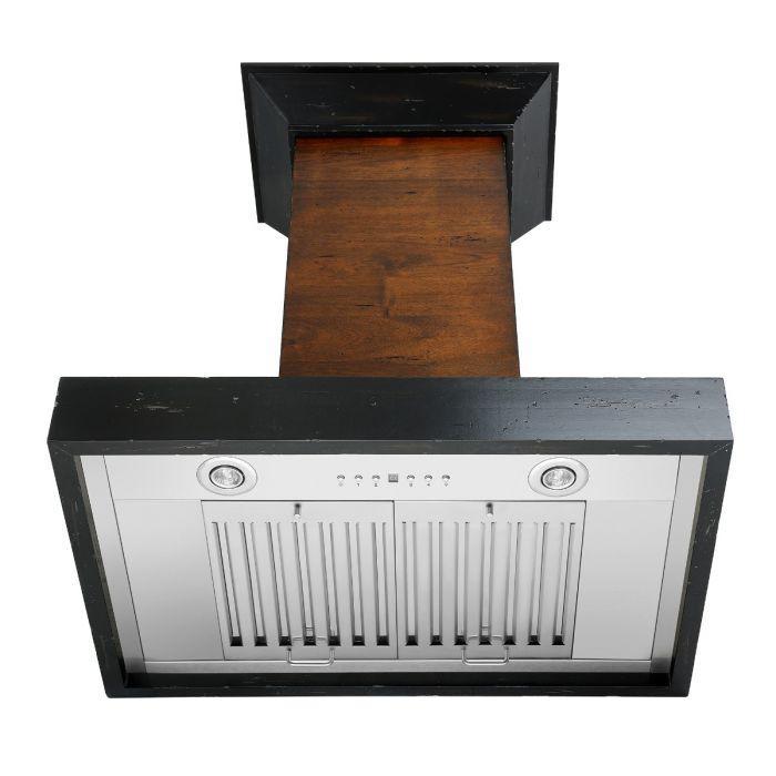 ZLINE 30 Inch Wooden Wall Mount Range Hood Antigua Walnut Finish Designer Series KBAR-30