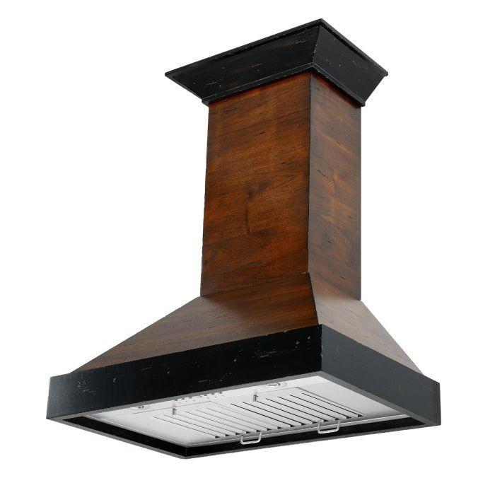 ZLINE 30 Inch Wooden Wall Mount Range Hood Antigua Walnut Finish Designer Series KBAR-30