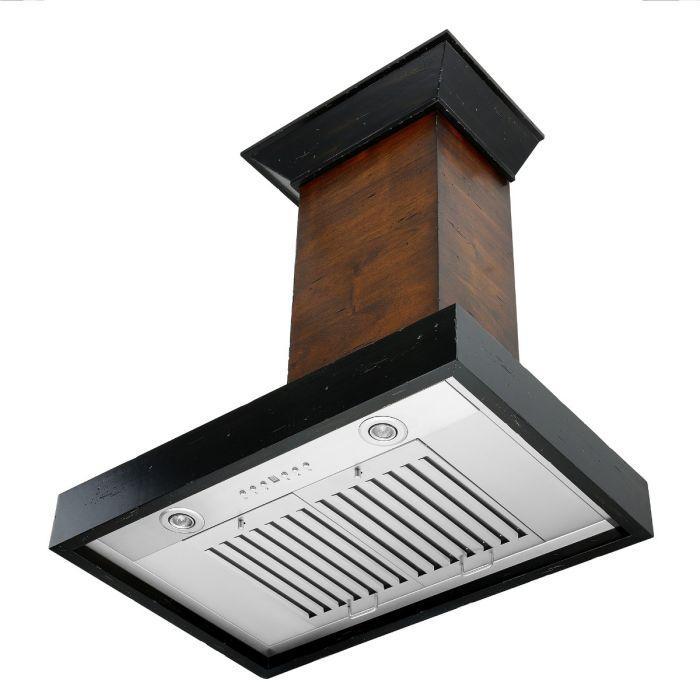 ZLINE 30 Inch Wooden Wall Mount Range Hood Antigua Walnut Finish Designer Series KBAR-30